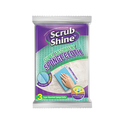 Scrub Shine Sponge Cloth Pack (3-in-1)