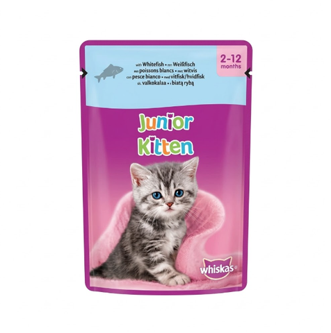 Whiskas 2-12months fish favorites in jelly with whitefish 85G