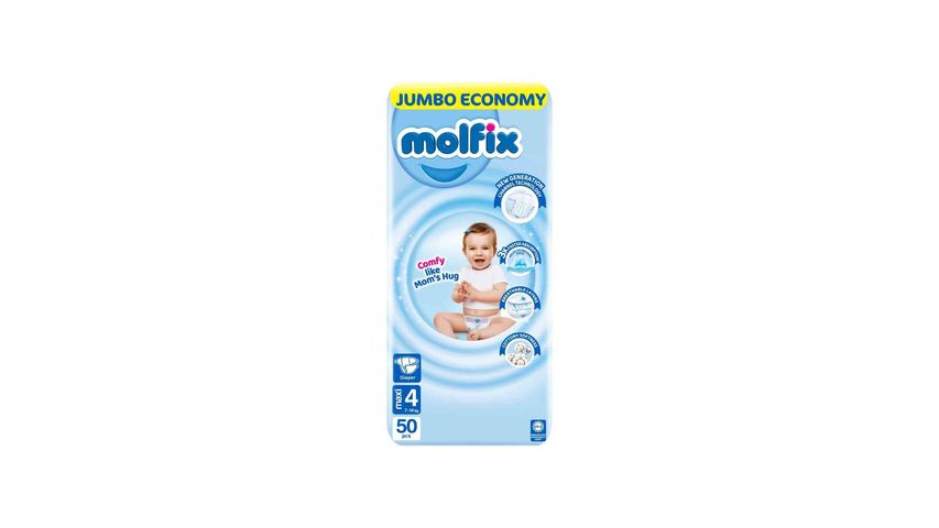 Molfix Diaper Maxi Jumbo Pack Size 4 (7-14kg) 50 Pcs