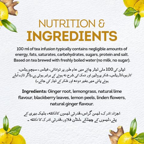 Lipton Herbal Infusion - Lemon & Ginger Tea - 20 Envelope Tea Bags