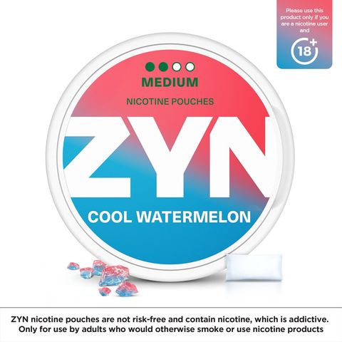 ZYN Cool Watermelon 6mg (2 Dot) Medium Nicotine Pouches 1 Can