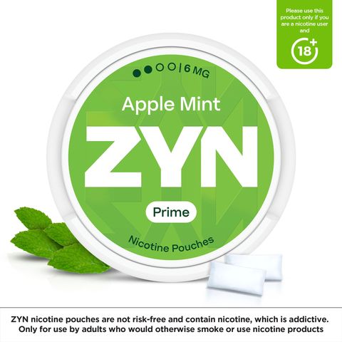 ZYN Prime Apple Mint 6mg (2 Dot) Nicotine Pouches 1 Can