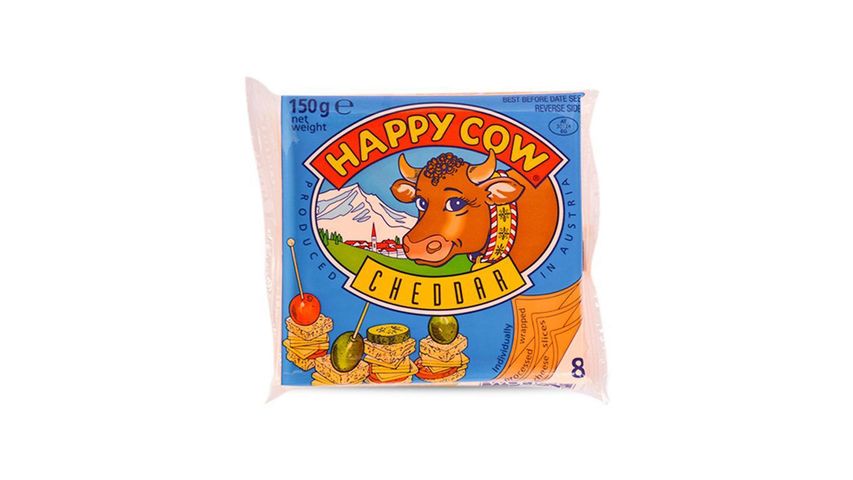 Happy Cow Yellow Cheddar Cheese 8 Slices 150g