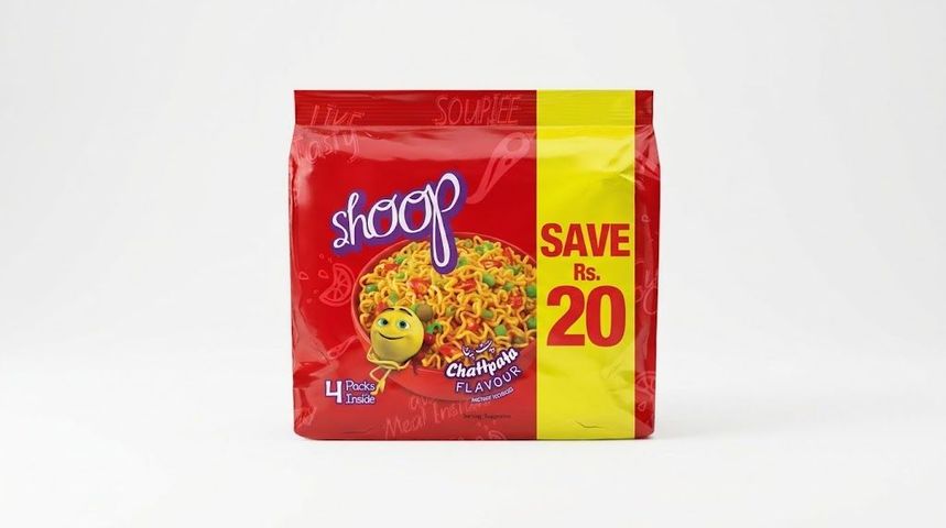 Shoop Chattpata Flavour Instant Noodles Packet of 4 x 50g