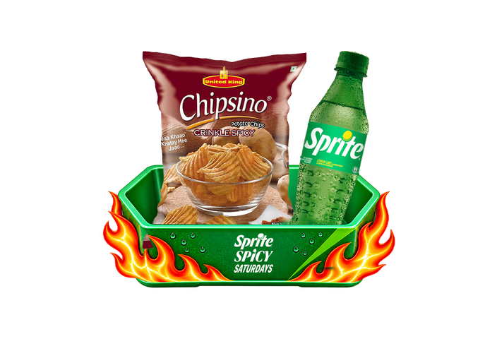 Sprite Bottle 350ml + Chipsino Crinkle Spicy Potato Chips Budget Pack