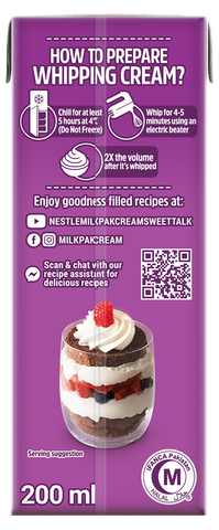 Nestle Milkpak Dairy Whipping Cream Sweetened 200ml