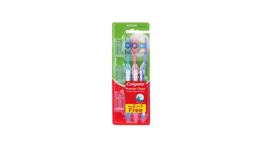 Colgate Premier Clean Toothbrush Triple Pack (Medium) 1 Packet