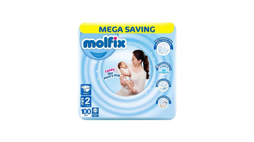 Molfix Diaper Mini Mega Pack Size 2 (3-6kg) 100 Pcs