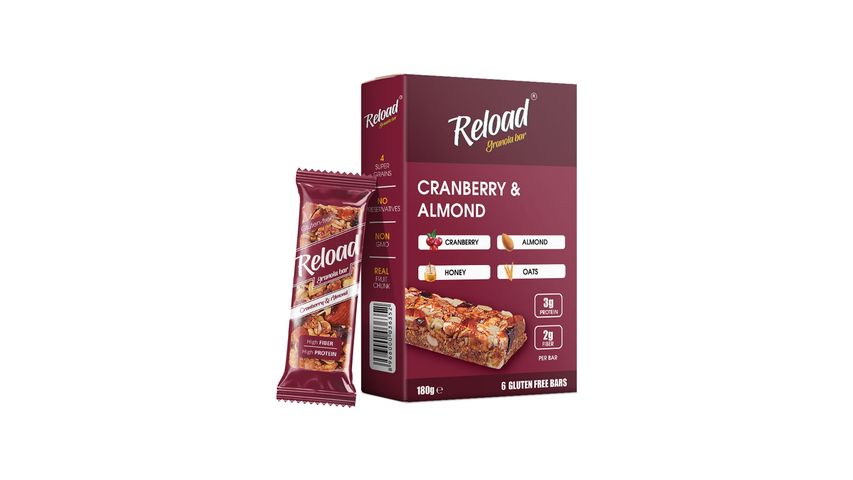 Reload Cranberry & Almond Granola Bar 6 Pieces