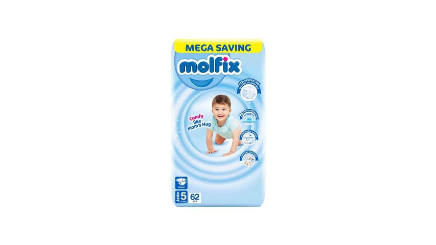 Molfix Diaper Junior Mega Pack Size 5 (11-18kg) 62 Pcs