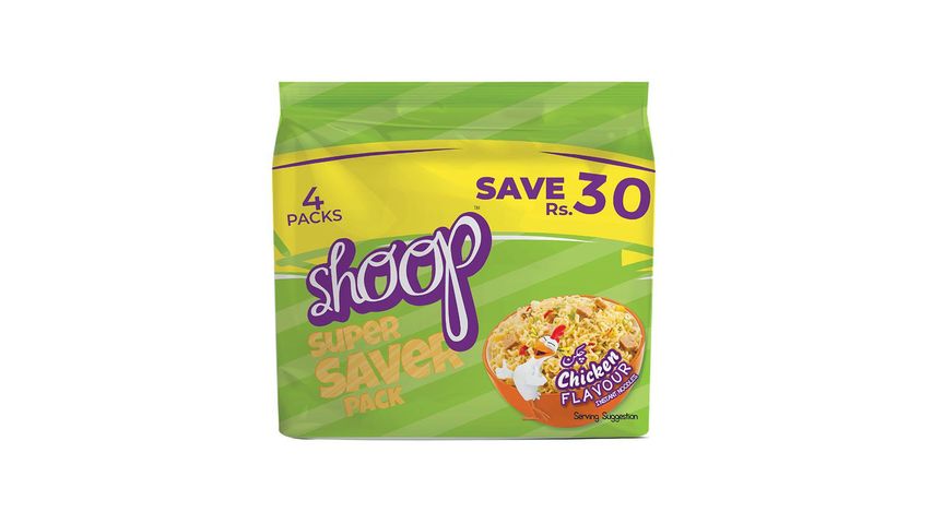 Shoop Chicken Flavour Instant Noodles Packet of 4 x 50g