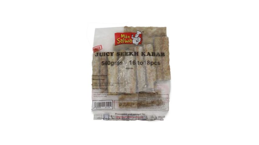 Mon Salwa Juicy Chicken Seek Kabab Poly Pack 18 Pieces 540g