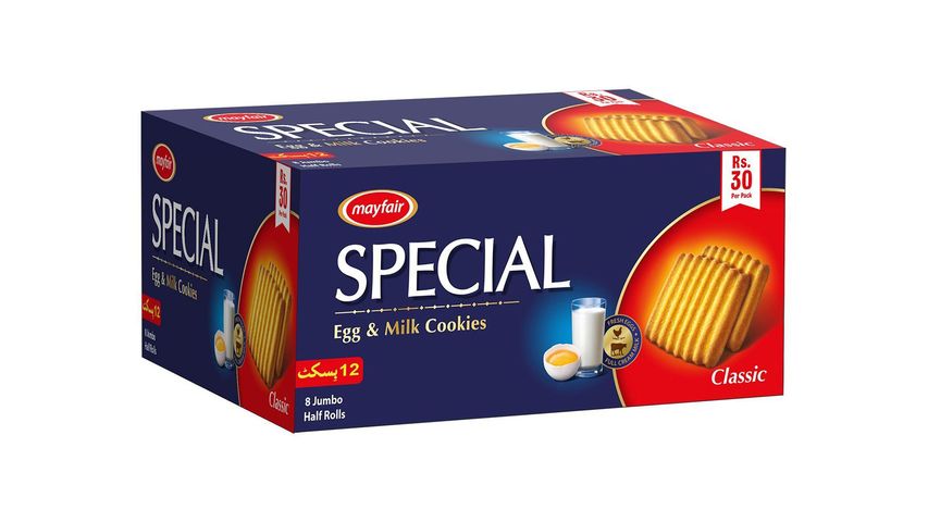 Mayfair Special Egg & Milk Cookies Classic Jumbo Half Roll (Rs 30) 8 Packets
