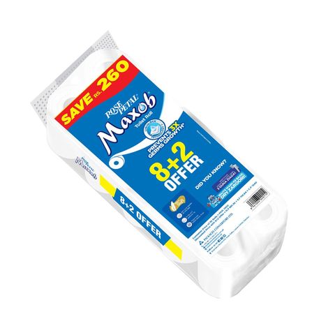 Rose Petal Maxob Toilet Roll Family Pack 8's+2s Free