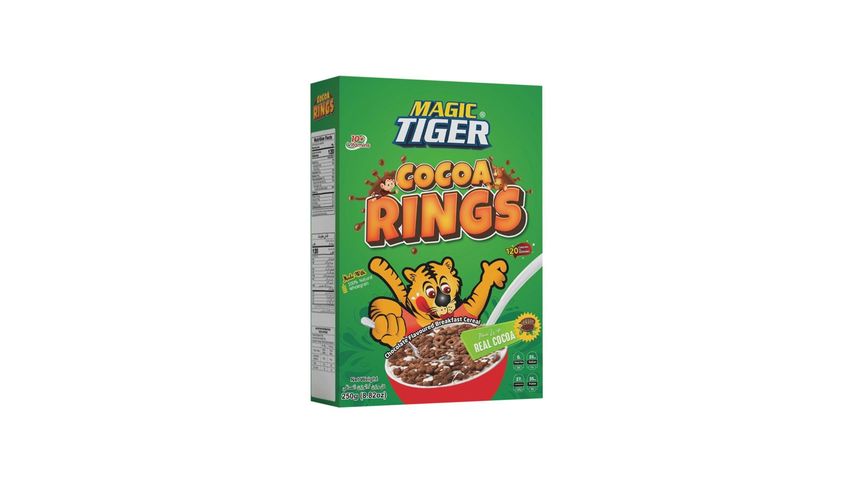 Magic Tiger Breakfast Cereal (Box) Chocolate Cocoa Rings 250g