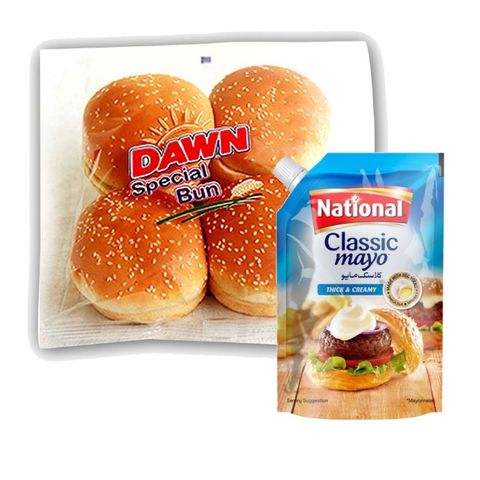 National Classic Mayo 450ml + Dawn Burger Bun 4 Pieces