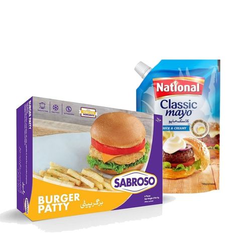 National Classic Mayo Pouch 900g + Sabroso Chicken Burger Patty 6 Pieces 370g