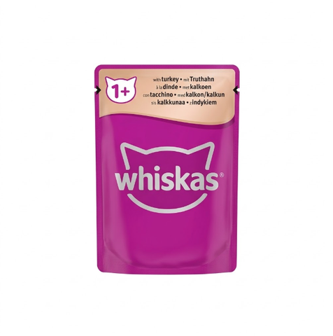 Whiskas 1+ poultry feast in jelly with turkey 85G