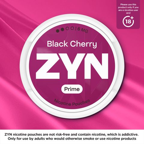 ZYN Prime Black Cherry 6mg (2 Dot) Nicotine Pouches 1 Can