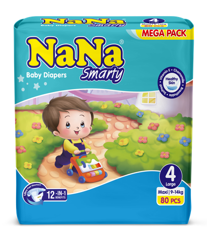 NaNa Smarty Baby Diapers Jumbo Pack- Large 80 Pieces