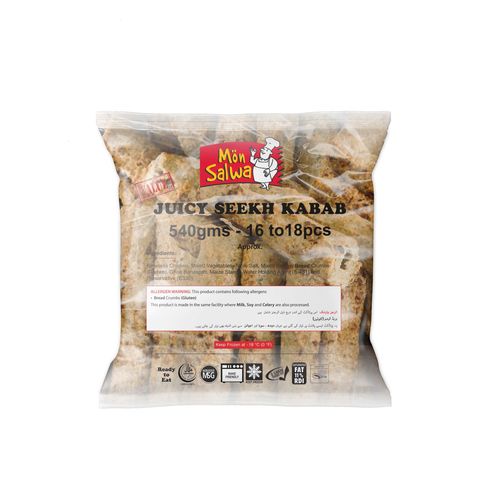 Mon Salwa Juicy Chicken Seek Kabab Poly Pack 18 Pieces 540g