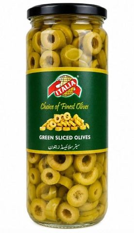 Italia Green Olives 450Gm Sliced