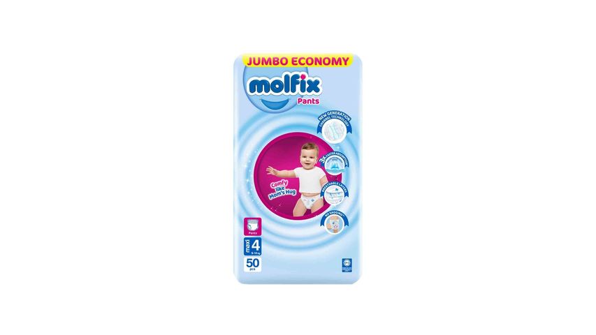 Molfix Diaper Pants Maxi Jumbo Pack Size 4 (9-14kg) 50 Pcs