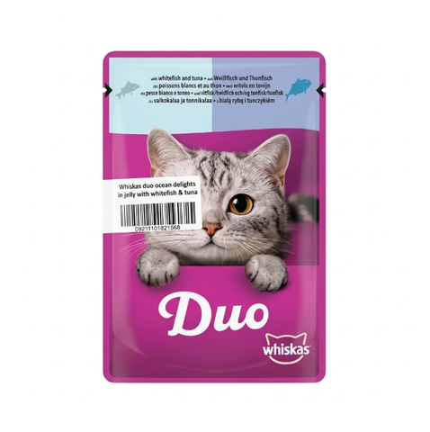 Whiskas duo ocean delights in jelly with whitefish&tuna 85G
