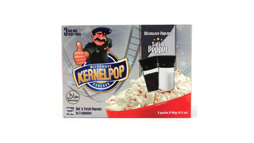 Kernel Pop Microwave Popcorn Salt & Pepper 3 Packs Box