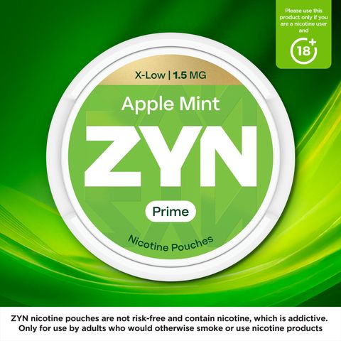 ZYN Prime Apple Mint 1.5mg X-Low Nicotine Pouches 1 Can