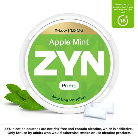 ZYN Prime Apple Mint 1.5mg X-Low Nicotine Pouches 1 Can