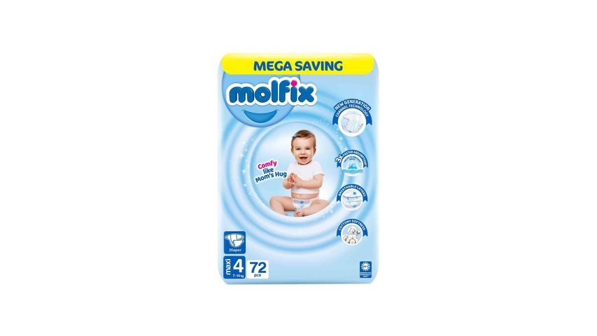 Molfix Diaper Maxi Mega Pack Size 4 (7-14kg) 72 Pcs