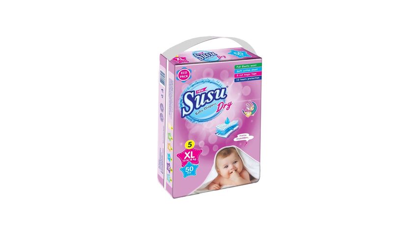 Susu Dry Baby Diapers XL 50 Pieces (13-18 kg)