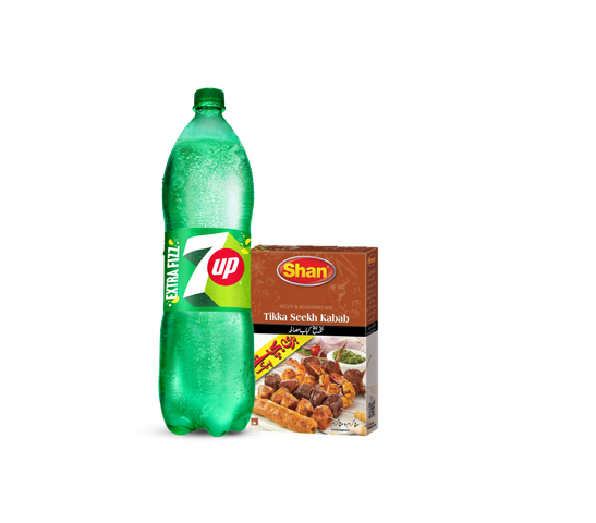 7Up PET 1.5l + Shan Tikka Seekh Kabab Masala 100g