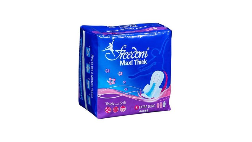 Freedom Sanitary Pads Maxi Thick Extra Long 8 Pieces