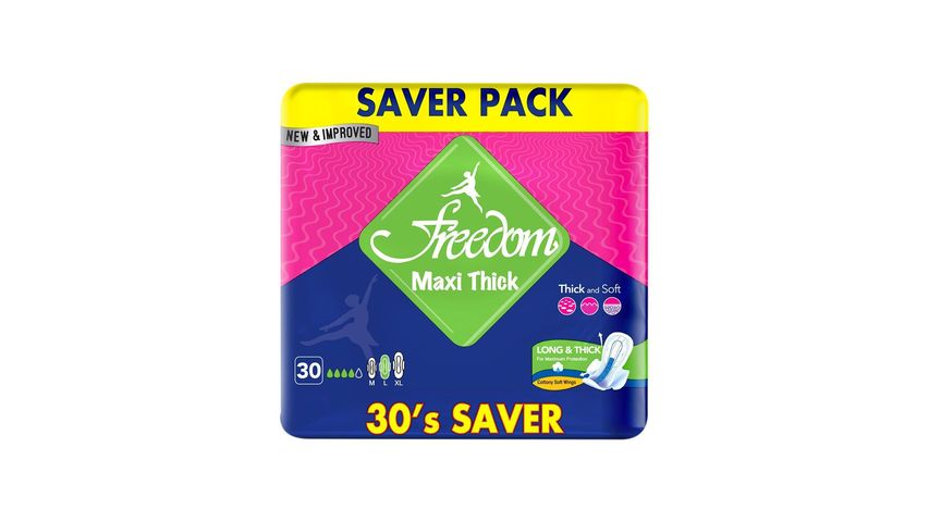 Freedom Sanitary Pads Maxi Thick Long 30 Pieces