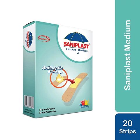 Saniplast First Aid Antiseptic Bandage Medium 20 Strips