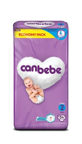 Canbebe Baby Diapers Mini Economy Size 2 (3 - 6Kg) 34 Pieces