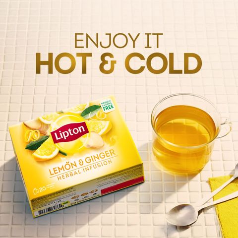 Lipton Herbal Infusion - Lemon & Ginger Tea - 20 Envelope Tea Bags