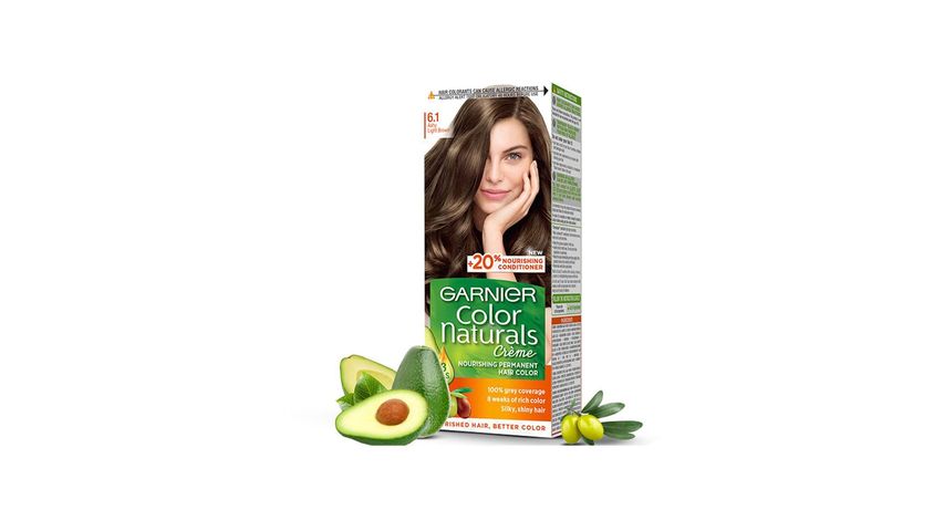 Garnier Color Naturals 6.1 Ashy Light Brown Hair Color Enriched With 3 Essential Oils