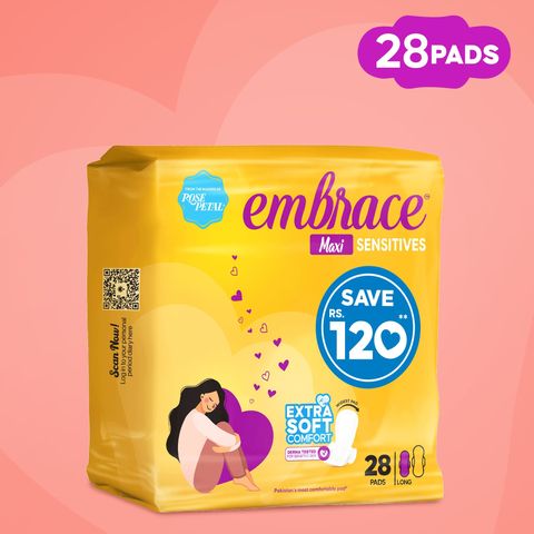 Embrace Sensitive Maxi Pads Large Pad 28 Pieces