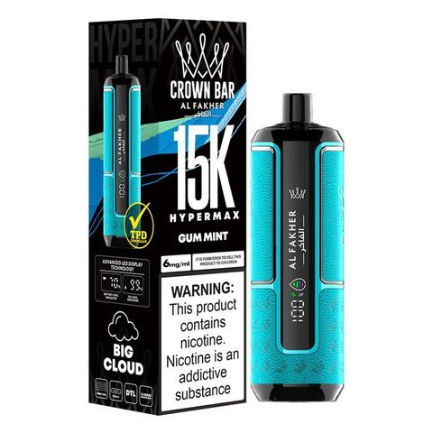 AL FAKHER CROWN BAR DISPOSABLES GUM MINT 15000 PUFF 06MG