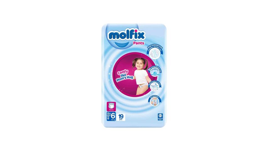 Molfix Diaper Pants Extra Large Twin Pack Size 6 (15+kg) 19 Pcs