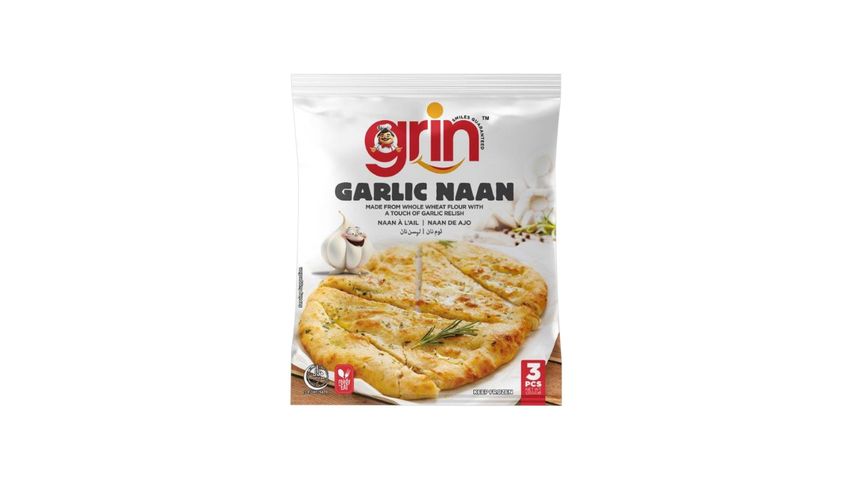 Grin Garlic Naan (3 Pieces)