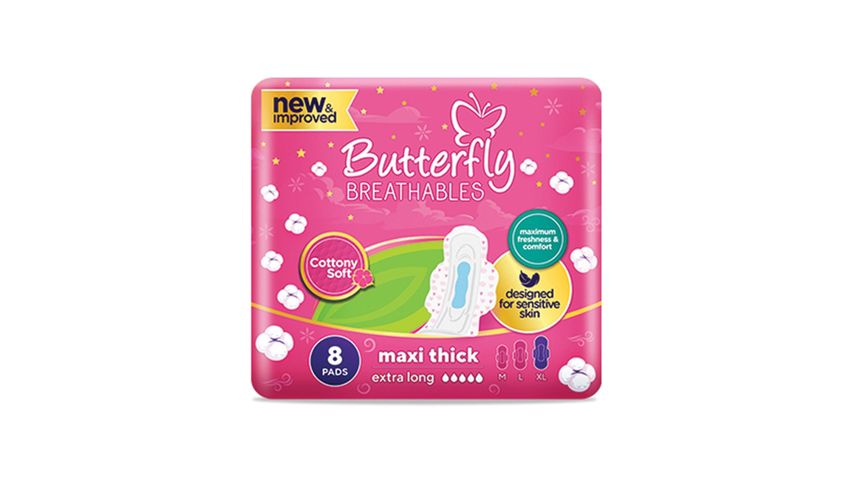 Butterfly Breathables Pads 8Pcs Maxi Extra Long