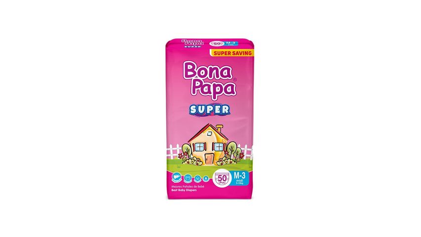 Bona Papa Super Baby Diapers Medium Size 3 50 Pieces