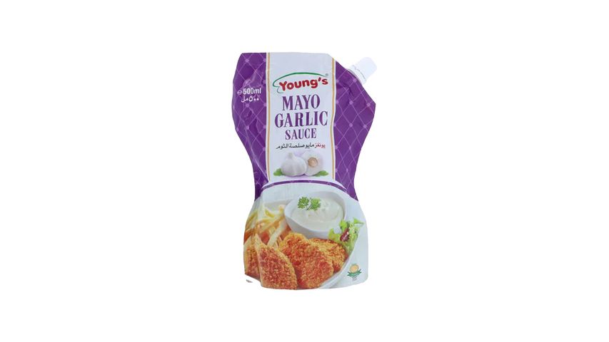 Youngs Mayo Garlic Pouch 500Ml