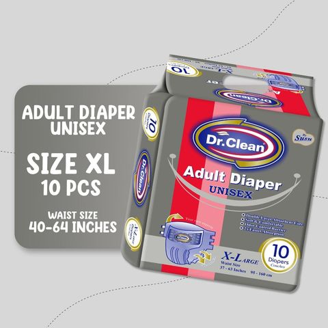 Dr Clean Adult Diapers Unisex Extra Large 10 Pieces