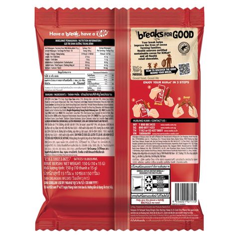 Kit Kat 2 Finger Milk Chocolate Bar Snack Pack 10 x 17g