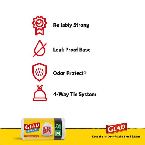 Glad Wavetop Kitchen Tidy Trash Bags Medium 40 Pieces